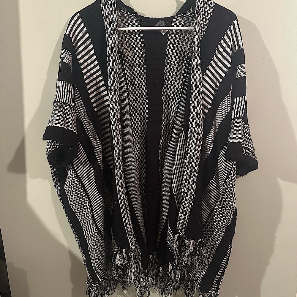 Black and white striped cardigan